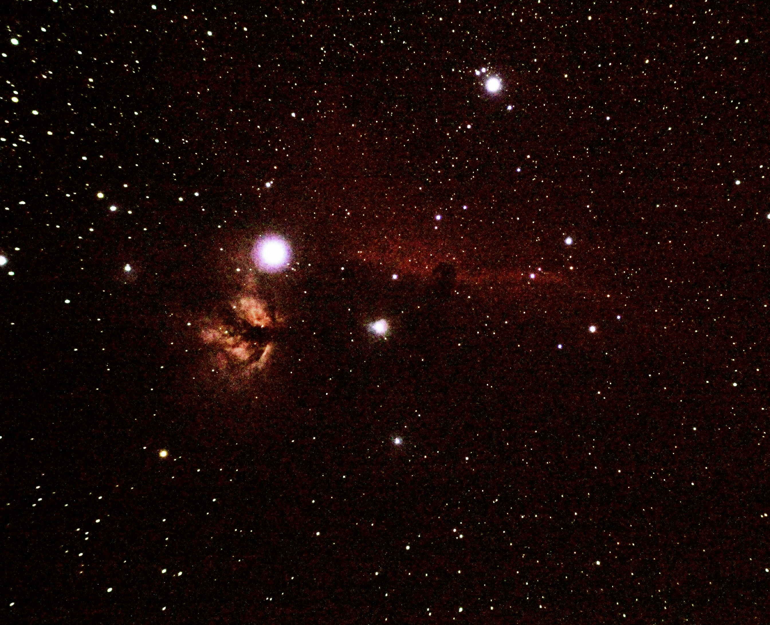 Ein Teil der Molekülwolke im Gürtel des Orion mit Flammennebel und Pferdekopfnebel (Foto: Mattis Harreiter, MSK Astronomie)